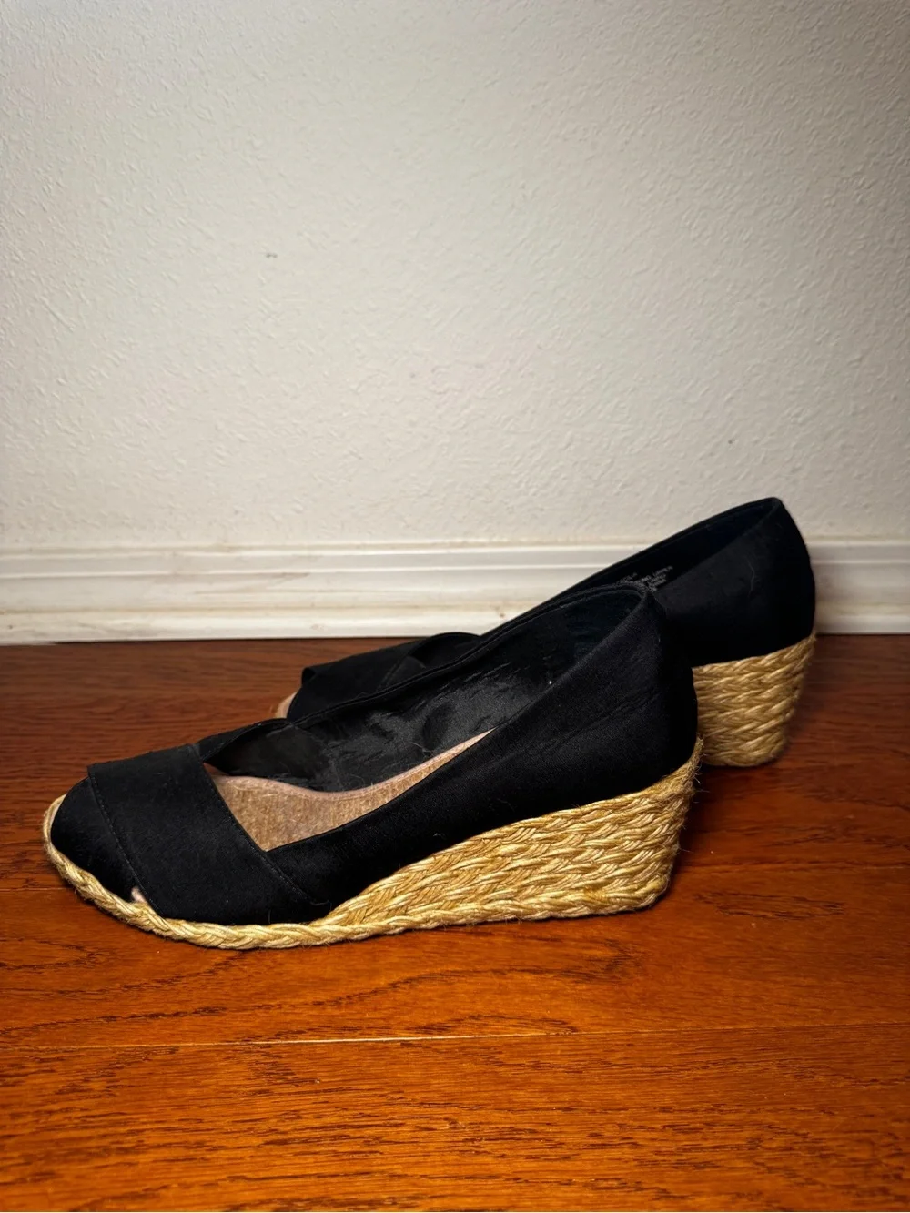 Lauren Ralph Lauren Women’s Cecilia Black Espadrille Wedge Peep-Toe Size 10B